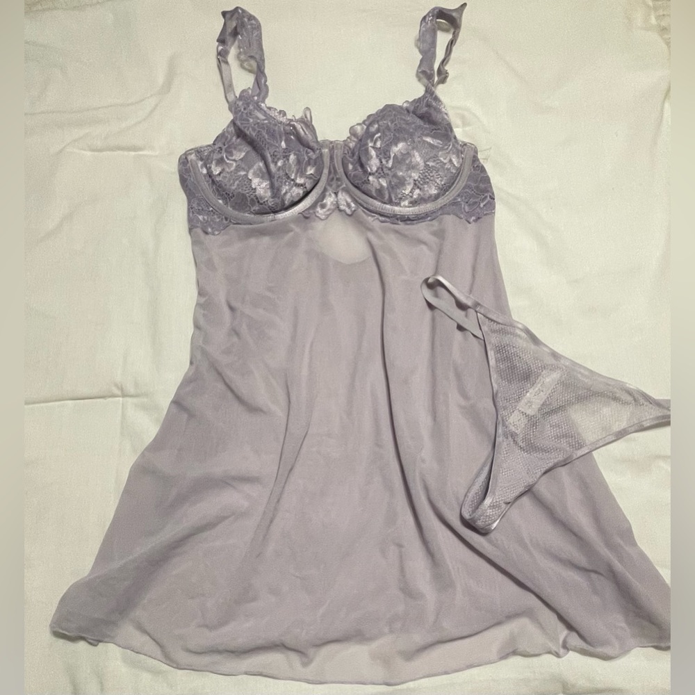 Purple Lace/Satin Lingerie Set